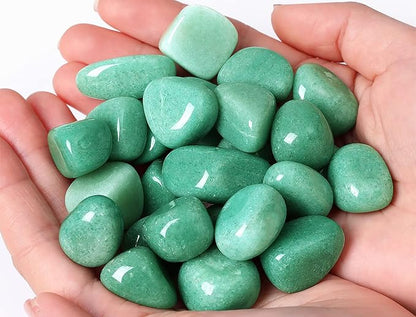 QINJIEJIE 0.9 LBS Green Aventurine Polished Stones Tumbled Crystals Bulk Gemstones 0.6-1" Irregular Stone Natural Reiki Healing Crystal for Plants Vase Filler Decoration Energy Beginners Gifts