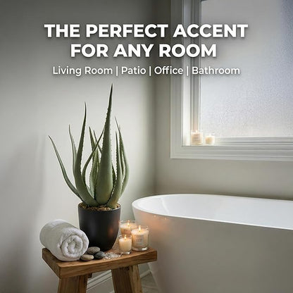 Large Potted Artificial Aloe Vera Plant - 26 Inch UV Resistant Faux Succulent Cactus for Indoor and Outdoor Home Décor