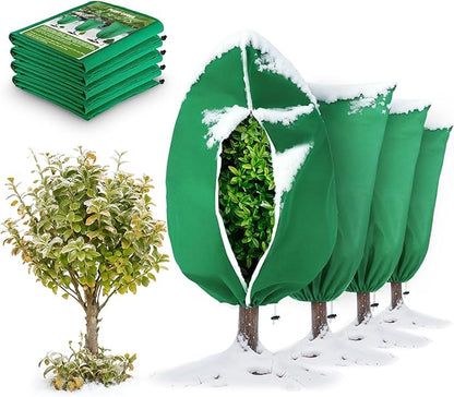 5Pcs Plant Frost Protection Covers 31.5x47.2 Inches – Reusable Breathable Freeze Blankets with Drawstring, Waterproof Non-Woven Fabric Frost Cloth for Winter Plant, Shrub, Tree, and Garden Protection