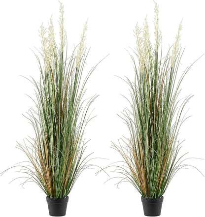 VEVOR Artificial Grass Plant, 2 Pack 59 inch Faux Reed Flower Grass in Pot, Premium PVC Fake Greenery Shrubs Plant for Indoor Outdoor House Home Garden Office Room Décor, Housewarming, Green