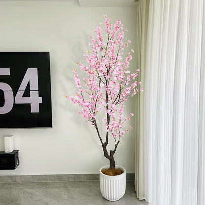Faux Cherry Blossom Tree 8FT Aritifical Pink Flower Tree Indoor,Fake Cherry Blossom Tree for Home Decor Gift