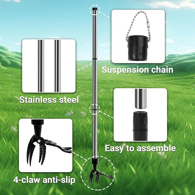 ELECROW Stand Up Weeding Tools, Weed Puller Tool Stainless Steel Garden Weeder, Long Handle Weed Remover Tool