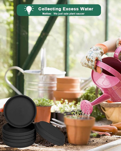 vensovo 6 Inch Black Terracotta Plant Saucer Pots Tray - 6 Pcs Round Planter Saucers for Indoor & Outdoor Plants, Small Clay Trays Perfect for 5 Inch 5.5 Inch 6 Inch Flower Pot