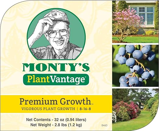 PlantVantage Premium Growth Plant Food - Liquid Fertilizer for Stronger Stems and Larger Leaves - NPK Fertilizer (8-16-8) with Zinc and Iron - Foliar Spray for Trees, Shrubs, and Flower Boost - 32 oz