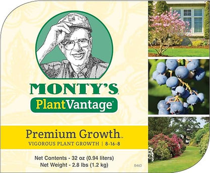 PlantVantage Premium Growth Plant Food - Liquid Fertilizer for Stronger Stems and Larger Leaves - NPK Fertilizer (8-16-8) with Zinc and Iron - Foliar Spray for Trees, Shrubs, and Flower Boost - 32 oz