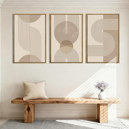 Anyzal Neutral Boho Wall Art Minimalist Abstract Line Artwork for Living Room Bedroom Office 16x24 Inch Set of 3