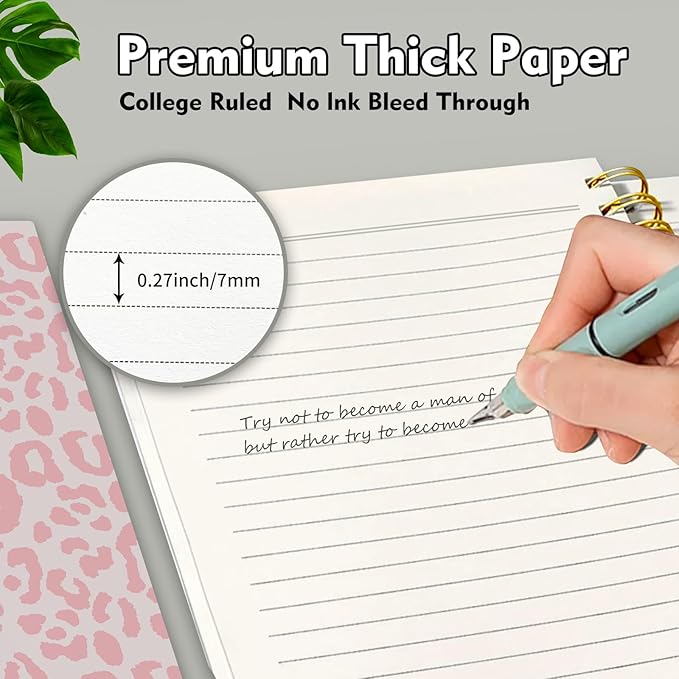 Cute Spiral Journal Notebook,Binding with Premium Paper for Girl Women,Cool Funny 120 Pages,100gsm A5 College Ruled NotebookJournal,Perfect for Gifts Nurse Teacher Women(Pink Leopard)