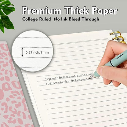 Cute Spiral Journal Notebook,Binding with Premium Paper for Girl Women,Cool Funny 120 Pages,100gsm A5 College Ruled NotebookJournal,Perfect for Gifts Nurse Teacher Women(Pink Leopard)