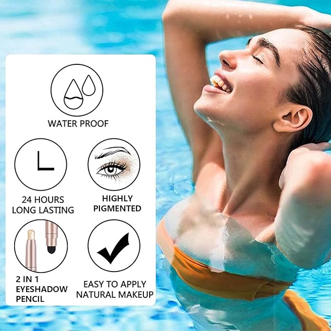 Light Pink Eyeshadow Stick Makeup, Waterproof Hypoallergenic Long Lasting Cream Eye Shadow Pencil, Highlighter Matte Crayon eyes liner, Glitter Primer Palette Shimmer Eyeliner Pen