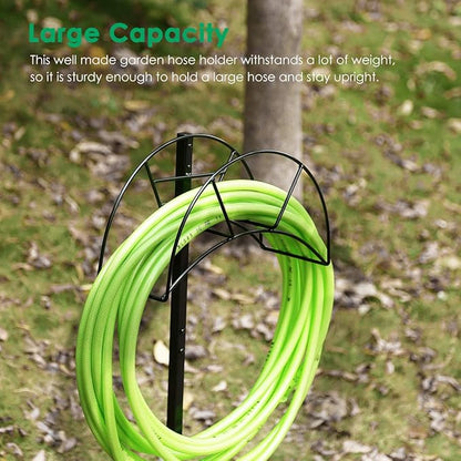 TomCare Garden Hose Holder Detachable Metal Water Hose Holder Holds 150 FT Hoses Free Standing Hose Hanger Stand Heavy Duty Garden Storage Rack for Outside Yard Lawn, Black