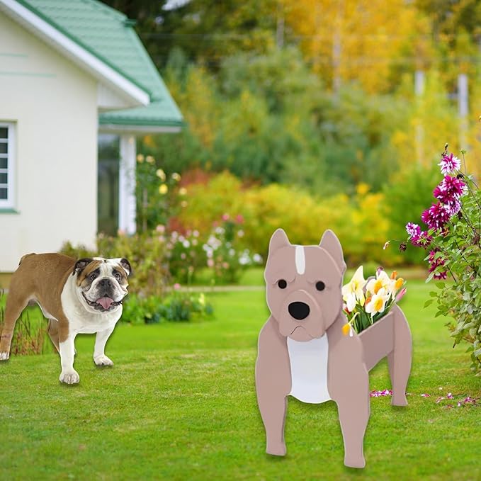 Bulldog Dog Planter Plant Pots,Cute Dog Flower Planter,Gifts for Pet Lovers,Unique Animal Plant Pots,Office,Indoor Outdoor Garden Decor(9.45 * 7.32 * 13.5in)