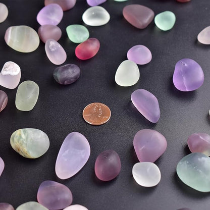 Tumbled Stone Set Fluorite Crystals, Handpicked Tumbled Gemstones Rocks, Pebbles for Reiki, Chakra, Healing, Home Decor 0.6" Inches 7 Ounces