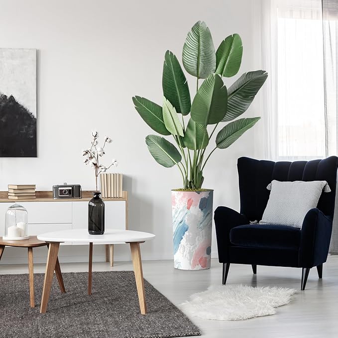 Artificial Tree in Modern Planter, Fake Bird of Paradise Silk Tree for Indoor and Outdoor Home Decoration - 67" Overall Tall (Plant Pot Plus Tree)