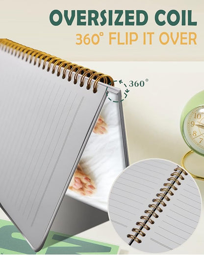 Ruled Spiral Writing Notebook,A5 Hardcover Lined College Journal for Women Lady Girl,Cute Strong Twin-Wire Binding with Premium Paper,8.4" X 6",Perfect for School,Office,Home Gifts(Sleeping Cat)