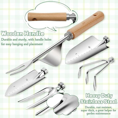 11-Piece Gardening Hand Tools Set with Durable Garden Tool Organizer Bag, Rust-Resistant and Stylish Heavy Duty Garden Tools for Gardening, Perfect Garden Tool Set Gifts for Women