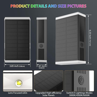 Solar Lights Outdoor,8 Lighting Modes Dusk to Dawn Lighting Wall Sconce IP67 Waterproof Up and Down Solar Wall Light Front Door Light for House, Garage, Porch,Doorway,Fence,Festival Decor (2 PACK)