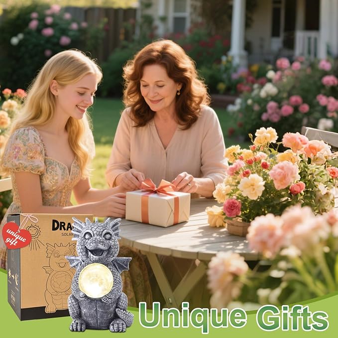 Qeeman Garden Decor Statues: Mothers Day Birthday Gifts for Mom Grandma Women Sister Wife Lady Lover - Front Patio Balcony Yard Art Lawn Ornaments Porch Outdoor Outside Decorations (Dragon)
