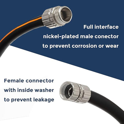 Giraffe Tools Leader Hose 5ft x 5/8", Custom Length, Heavy Duty, No Kink, Flexible, Rubber Garden Hose, Leakproof Water Hose with Male to Female Fittings, 600 Burst PSI