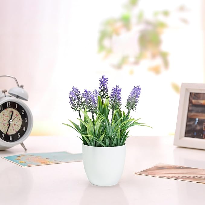 Ferrisland Fake Plants Artificial Succulent: Indoor Faux Aloe Potted Home Decor Aesthetic - Small Decorations for Office Desk or Living Room Table Shelf of Aloe Vera in Pots - 12 Inch (Lavender, 9IN)