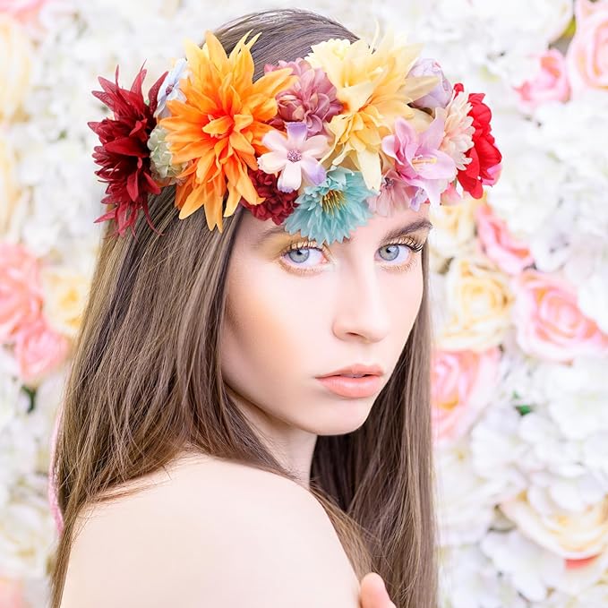 80 Pcs Assorted Fake Flower Heads Mini Artificial Flower Heads Bulk Silk Faux Daisy for Crafts Fake Peony Rose for Wedding Party Wreath Home Decoration(Assorted Color)