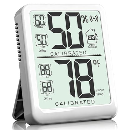 Antonki Room Thermometer, Digital Small Hygrometer Indoor Thermometer Humidity Gauge, Temperature Humidity Meter with Max/Min Record Monitor Sensor for Home, Plants - Battery Included