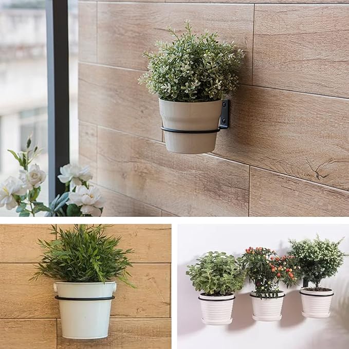 Plant Holder Ring 4 Inch Wall Mounted, 6 Pack Flower Pot Hangers Metal Plant Stand Hanging Bracket Basket Hooks