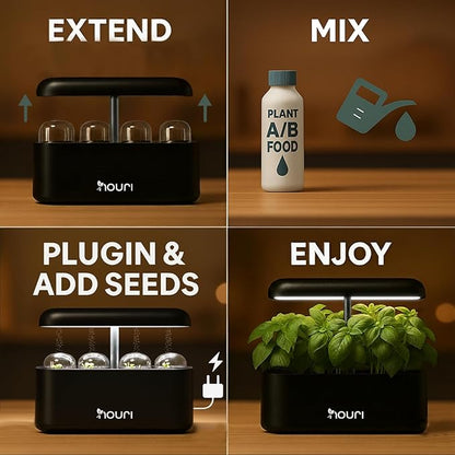 Nouri 7 Pod Smart Garden for Home Cooks | w/Heirloom Salad | Hydroponics Growing System | LED Grow Lights | Indoor Herb Garden Kit | Herb Growing Kit Indoors for Plant Lovers, Gardeners, Kitchen