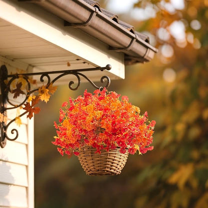 16 Bundles Artificial Fall Flowers No Fade Faux Autumn Plants, Fake Indoor Outdoor Greenery for Thanksgiving Table Centerpiece Christmas Wedding Party Home Garden Fireplace Décor