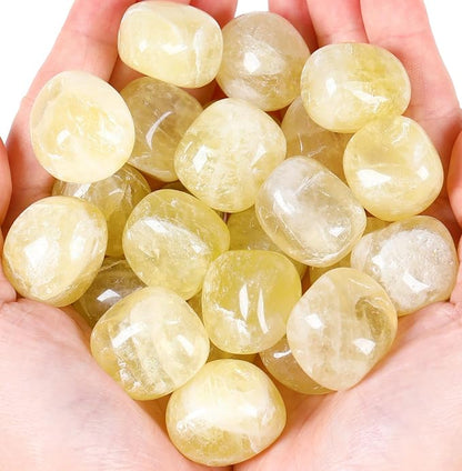 QINJIEJIE 0.9 LBS Citrine Polished Stones Tumbled Crystals Bulk Gemstones Healing Crystal Rocks Quartz Set Decorative Landscape Stone Natural Reiki Gem Home Decoration for Vase Therapy Gift
