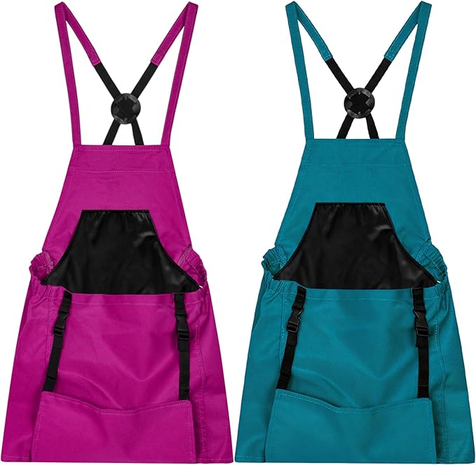 Cuffbow 2 Pack Harvest Gardening Aprons with Pockets for Women & Men Garden Picking Apron with Fast-release Buckle for Fruit Picking & Harvesting Gardening Tool Gifts for Mom Dad