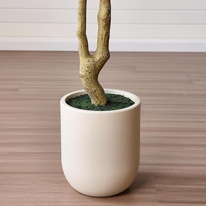 Artificial Olive Tree 7FT Tall, Faux Plants Indoor - Fake Plant with Lifelike Leaves,White Planter - Large Fake Olive Trees for Home Living Room Office Bedroom Floor Decor