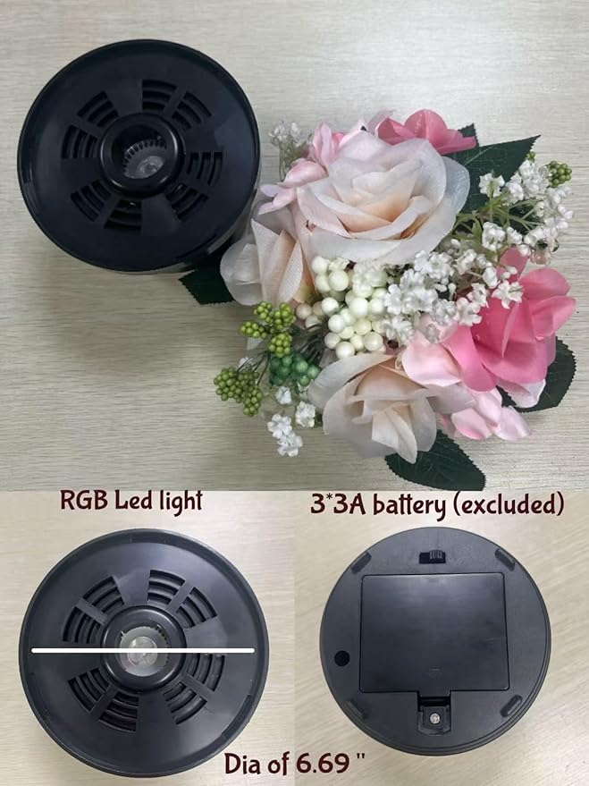 Artificial Floral Arrangement, Rose, Greenery, Fake Flower with RGB Led Light, Home Decor Rose Flower Lamp, Gift for Women, Valentines Day, Birthday, Wedding Anniversary