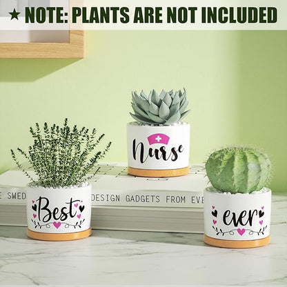 Best Nurse Gifts for Women Christmas, Funny Gifts for Nurse, Nurse Practitioner Gifts Best Nurse Ever Succulent Pots for Plants Indoor Ceramic Planter, Gift Boxed Nurses Day Gifts Nurse Birthday Gifts