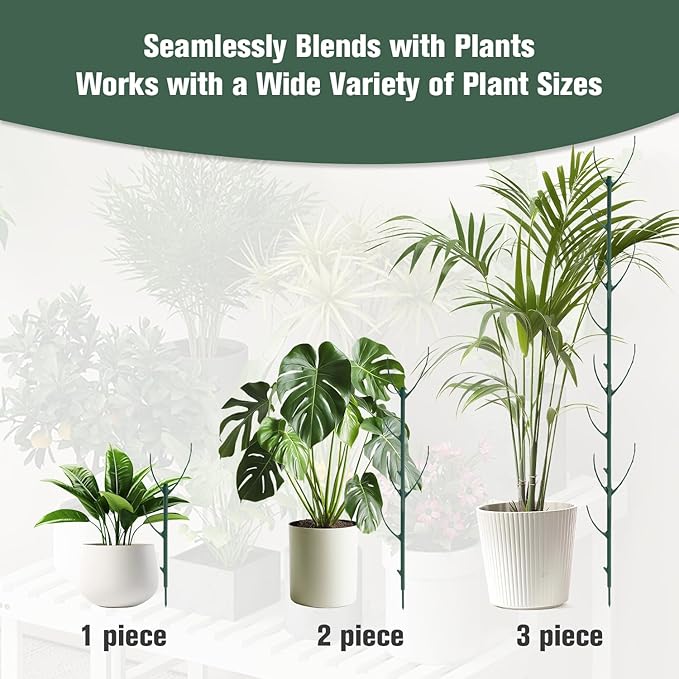 Monstera Plant Support Stakes, Plant Stakes for Indoor Potted Plants, Stackable Moss Pole Support for Climbing Garden Plants (15 pcs)