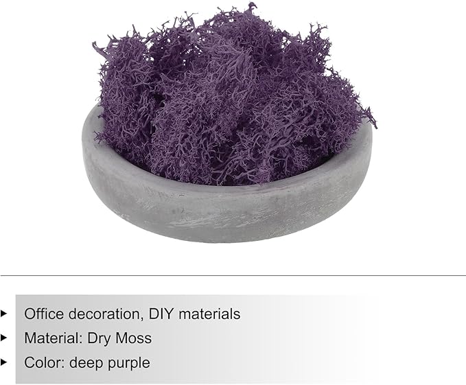 MECCANIXITY 3.5 OZ Moss Fake Craft Moss Artificial Moss Natural Preserved Moss for Craft Arts Floral DIY Project Wall Wedding Garden Patio Table Terrariums Decoration(Dark Purple)