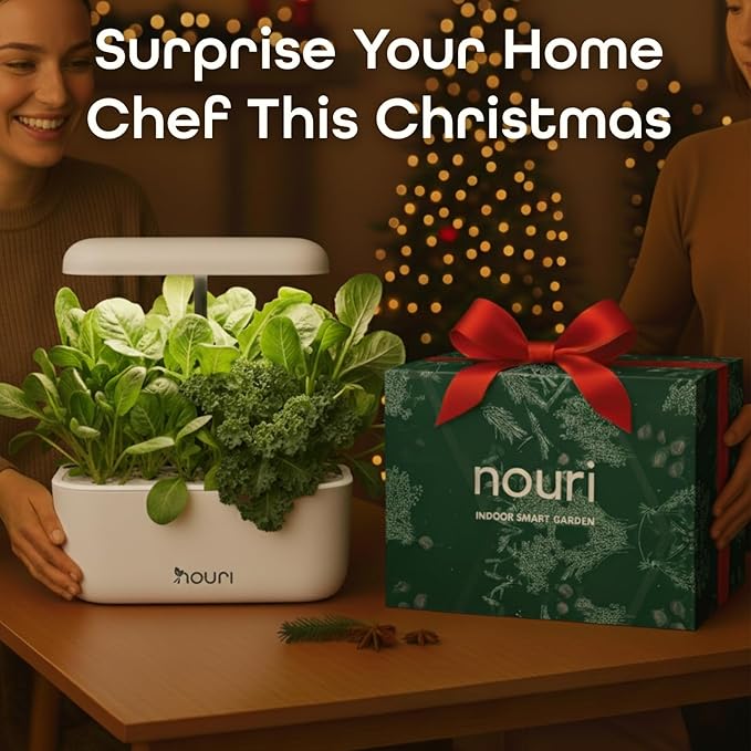 Nouri 7 Pod Smart Garden for Home Cooks | w/Heirloom Tomato | Hydroponics Growing System | LED Grow Lights | Indoor Herb Garden Kit | Herb Growing Kit Indoors for Plant Lovers, Gardeners, Kitchen