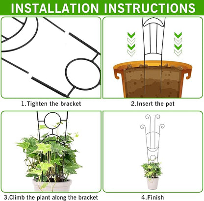 4 Pack Plant Supports, 32 in Taller Plant Trellis for Climbing Plants Indoor, Sturdy Houseplant Trellis for Potted Plants with Ties, Vine Plant Support for Monstera Pothos Ivy, Plant Decor