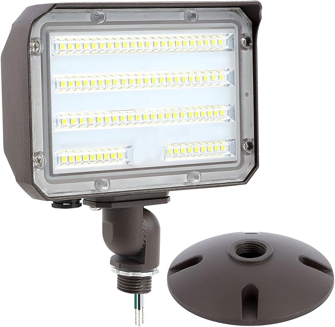 60W LED Flood Light Outdoor Knuckle, Switch Controlled Floodlight with Plate,5000K 8000Lm IP65 Waterproof Outdoor Security Lights for Yard Garden Garage,ETL Listed