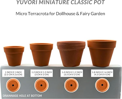 Mini Terracotta Pots – Small Clay Flower Pots for Succulents, Cactus, DIY Crafts, Fairy Garden, School Projects, Mini Planters, Set of 30 (Classic Cylinder, 1.2 Inch)