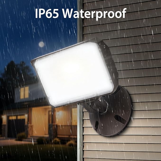 60W LED Flood Light Outdoor Knuckle, Switch Controlled Floodlight with Plate,5000K 8000Lm IP65 Waterproof Outdoor Security Lights for Yard Garden Garage,ETL Listed