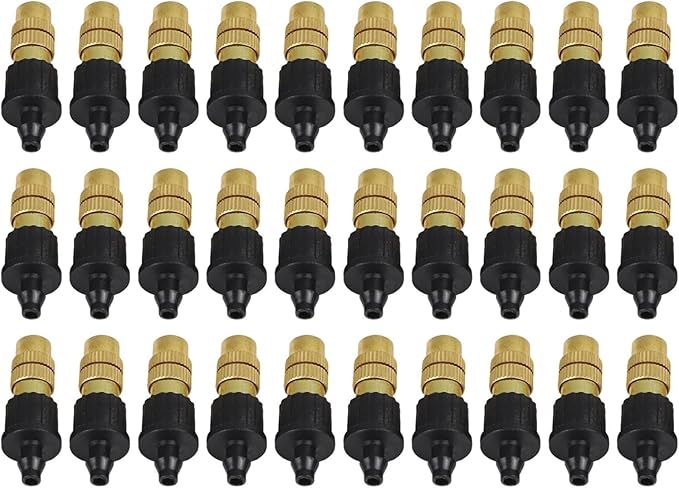 30-Piece Adjustable Misting Nozzle Set, Brass Spray Sprinkler for Garden Watering, Compatible with 47mm Hoses