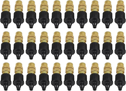 30-Piece Adjustable Misting Nozzle Set, Brass Spray Sprinkler for Garden Watering, Compatible with 47mm Hoses