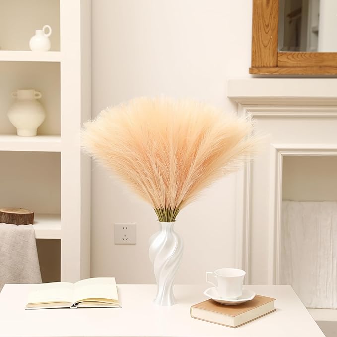 Faux Champagne Pampas Grass - 60pcs 24 Inch Boho Home Decor, Artificial pompas Floral for Table Centerpieces, Farmhouse and Baby Shower Decorations (Champagne, 60 Pieces)