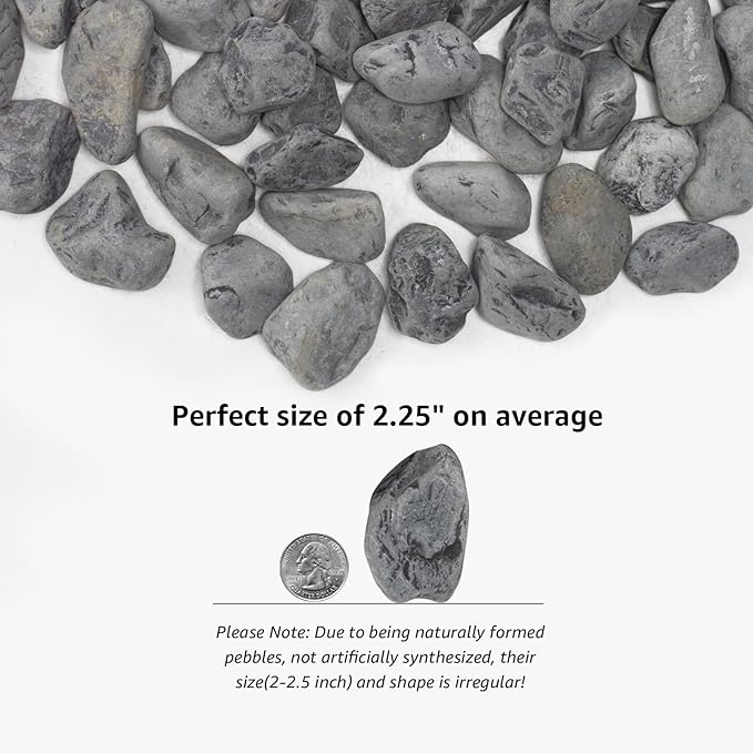 LOIOOJ Black Natural Gravel, 2-2.5 Inch Decorative Stones for Plants, Garden, and Landscaping – 40LB, Ideal for Walkways, Vases, Crafting, Home Decor, and Outdoor Landscaping