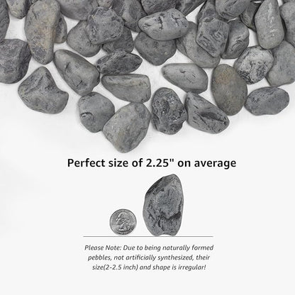 LOIOOJ Black Natural River Rocks, 2-2.5 Inch Decorative Stones for Plants, Garden, and Landscaping – 10LB, Ideal for Walkways, Vases, Crafting, Home Decor, and Outdoor Landscaping