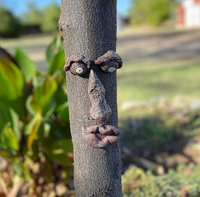 Gnome Open The Door Garden Decor Resin Tree Faces Decor Outdoor Fairy Garden Patio Lawn Porch (Tree face B)