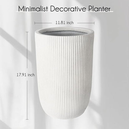 Oakrain 18" H Tall Planter, Large Indoor Outdoor Decorative Pot with Drainage Hole, Modern Minimalist Vase for Home Garden, Living Room, Kitchen