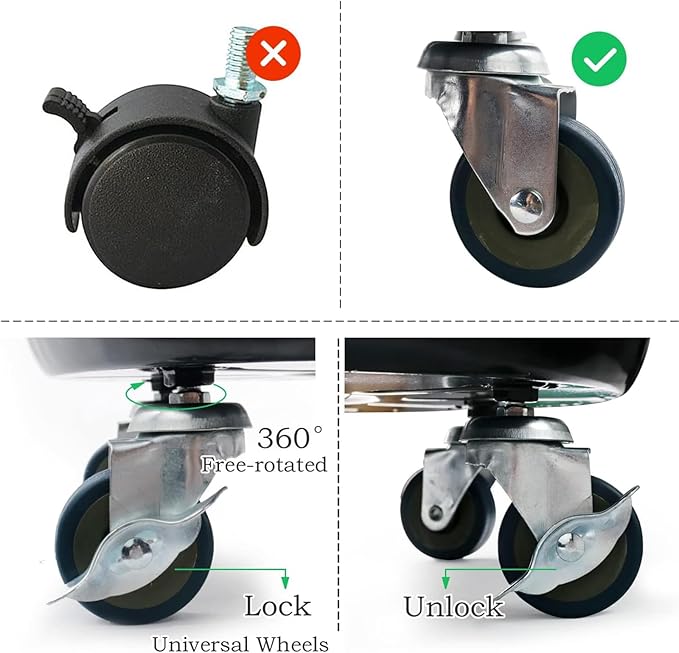 Plant Caddy with Wheels 14 Inch 2 Pack, Heavy Duty Metal Plant Stand & Dolly with Lockable Casters, Holds 200 lbs for Indoor Outdoor Large Flower Pots, Black
