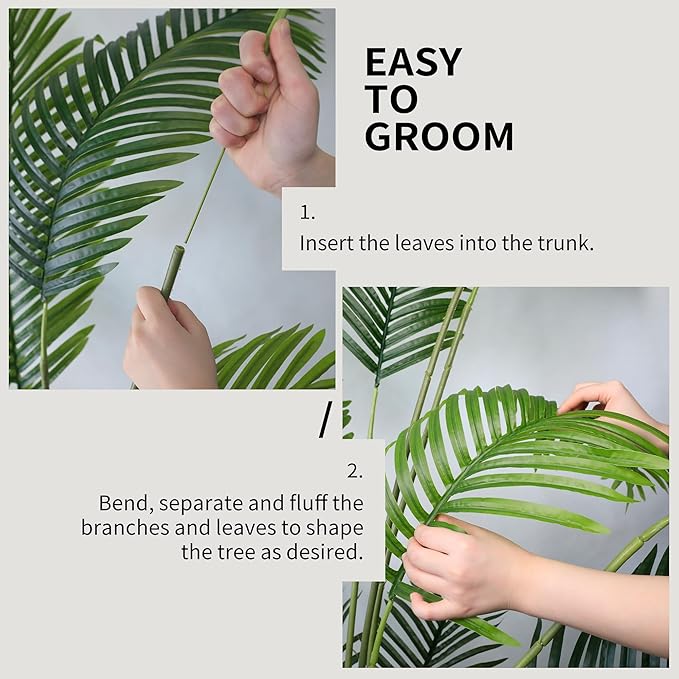 Worth Garden 82in 2-Pack Artificial Areca Palm Tree in Pot, 7ft Fake Cane Palm Silk Plant Indoor Outdoor, Dypsis Lutescens, Lifelike Faux Silk Plants Home Decor