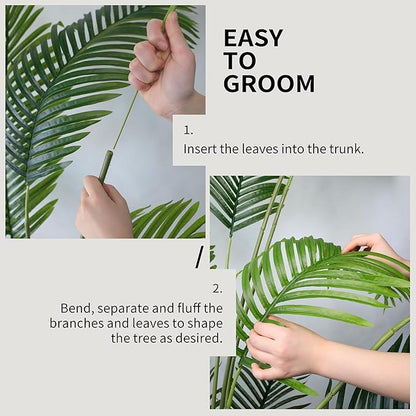 Worth Garden 82in 2-Pack Artificial Areca Palm Tree in Pot, 7ft Fake Cane Palm Silk Plant Indoor Outdoor, Dypsis Lutescens, Lifelike Faux Silk Plants Home Decor